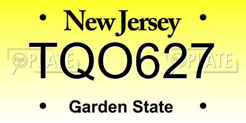TQO627 New Jersey License Plate