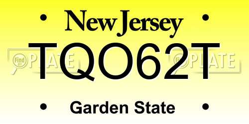 TQO62T New Jersey License Plate