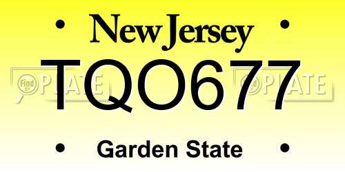 TQO677 New Jersey License Plate