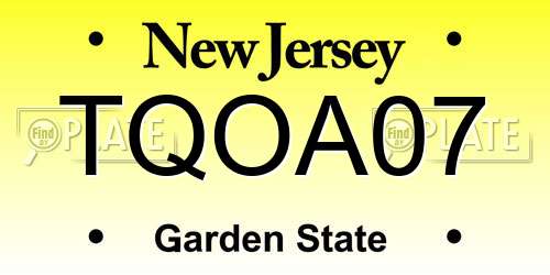 TQOA07 New Jersey License Plate