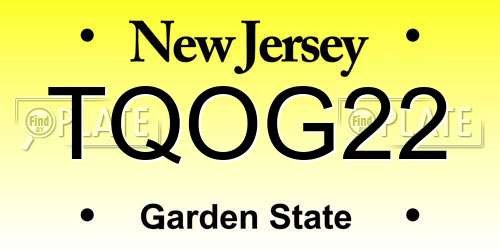 TQOG22 New Jersey License Plate