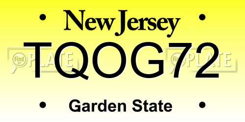 TQOG72 New Jersey License Plate