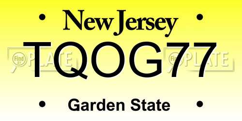 TQOG77 New Jersey License Plate