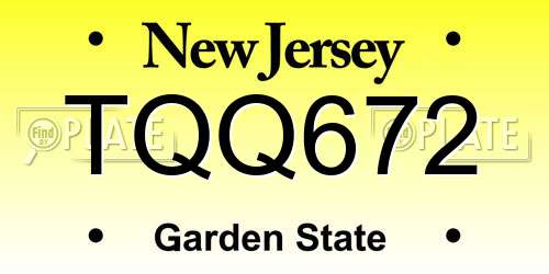 TQQ672 New Jersey License Plate