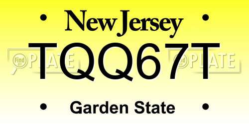 TQQ67T New Jersey License Plate
