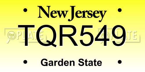 TQR549 New Jersey License Plate