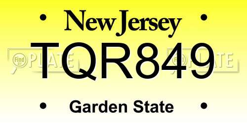 TQR849 New Jersey License Plate