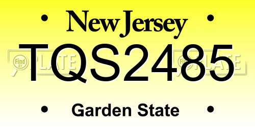 TQS2485 New Jersey License Plate