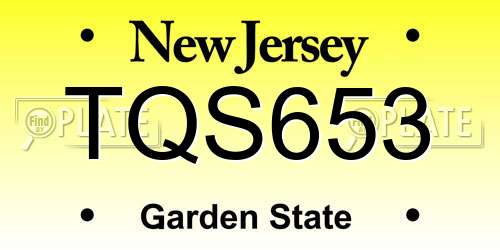 TQS653 New Jersey License Plate