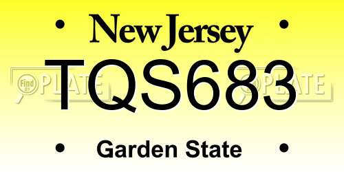 TQS683 New Jersey License Plate