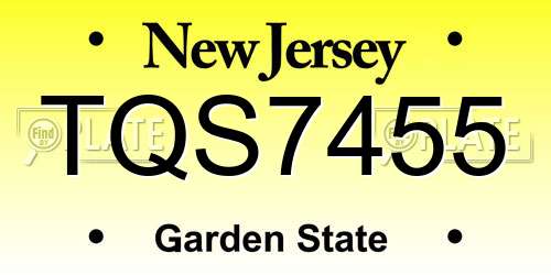 TQS7455 New Jersey License Plate