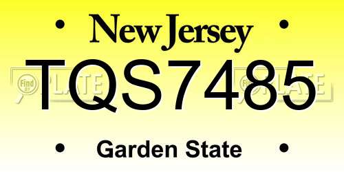 TQS7485 New Jersey License Plate