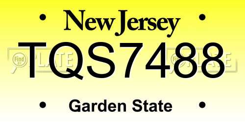 TQS7488 New Jersey License Plate