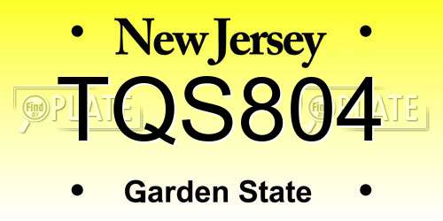 TQS804 New Jersey License Plate