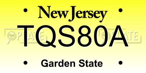TQS80A New Jersey License Plate