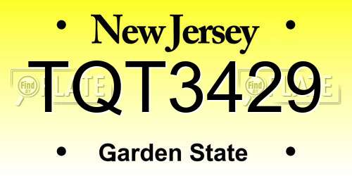 TQT3429 New Jersey License Plate
