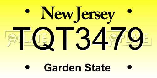 TQT3479 New Jersey License Plate