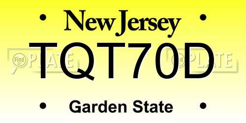 TQT70D New Jersey License Plate