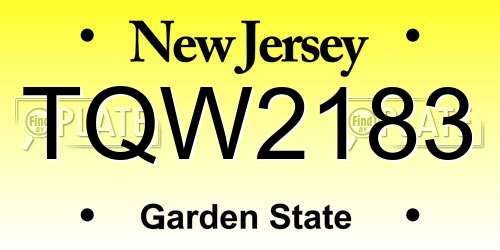 TQW2183 New Jersey License Plate