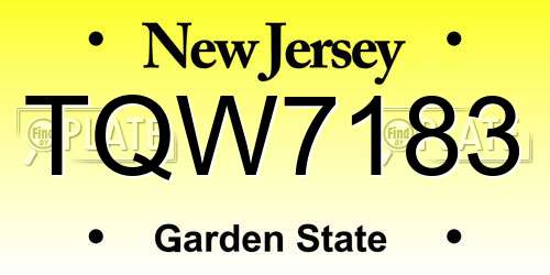 TQW7183 New Jersey License Plate