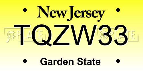 TQZW33 New Jersey License Plate