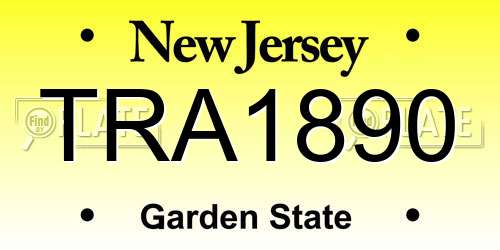 TRA1890 New Jersey License Plate