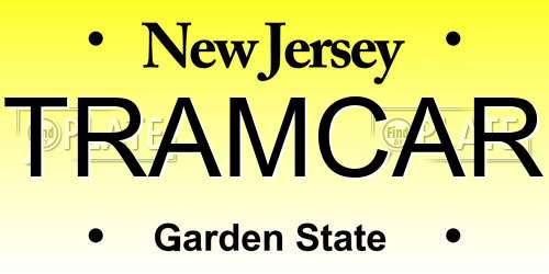 TRAMCAR New Jersey License Plate