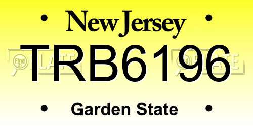 TRB6196 New Jersey License Plate