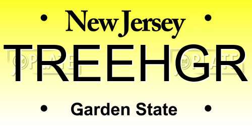 TREEHGR New Jersey License Plate