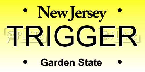 TRIGGER New Jersey License Plate