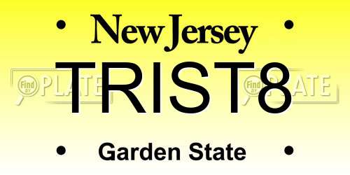 TRIST8 New Jersey License Plate