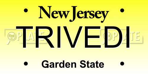 TRIVEDI New Jersey License Plate