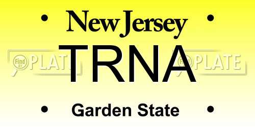 TRNA New Jersey License Plate