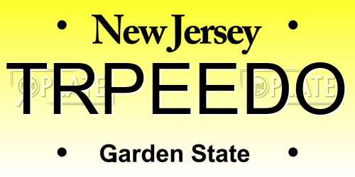TRPEEDO New Jersey License Plate
