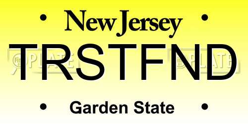 TRSTFND New Jersey License Plate