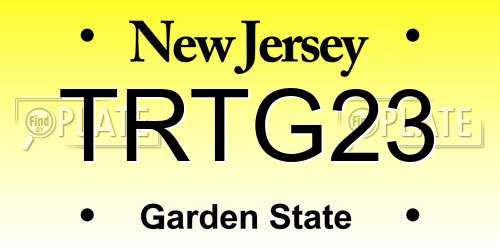 TRTG23 New Jersey License Plate