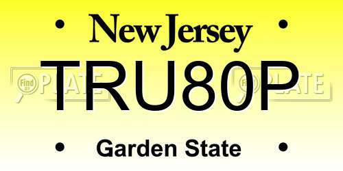 TRU80P New Jersey License Plate