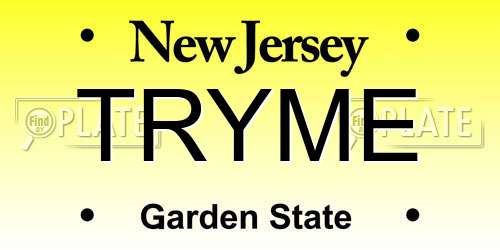 TRYME New Jersey License Plate