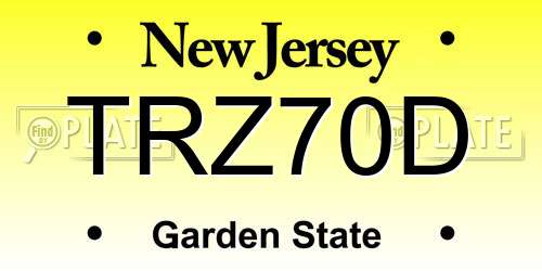 TRZ70D New Jersey License Plate