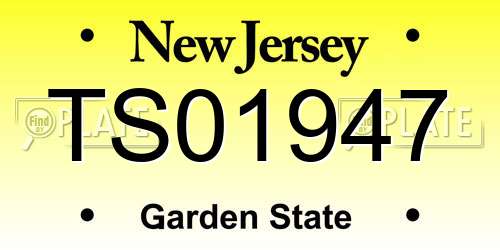 TS01947 New Jersey License Plate