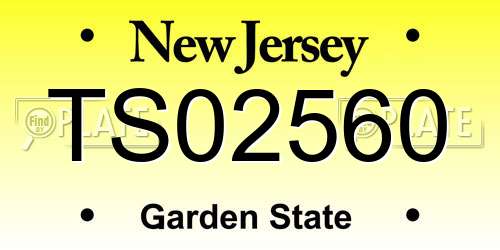 TS02560 New Jersey License Plate