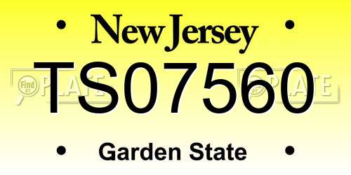 TS07560 New Jersey License Plate