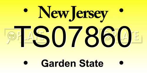 TS07860 New Jersey License Plate