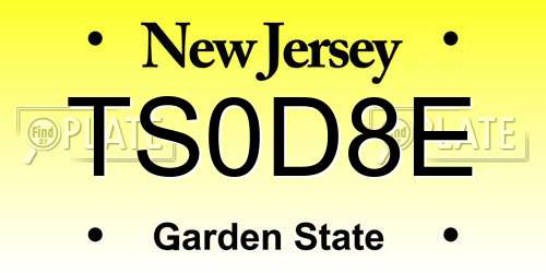 TS0D8E New Jersey License Plate