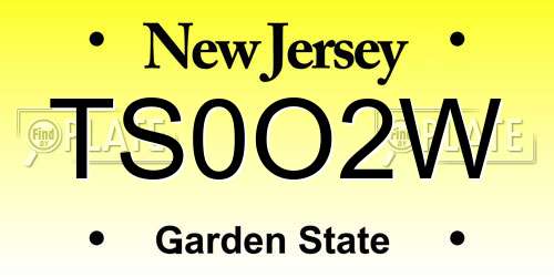 TS0O2W New Jersey License Plate
