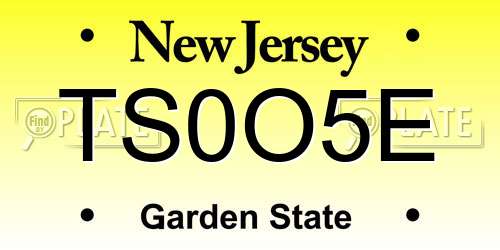TS0O5E New Jersey License Plate