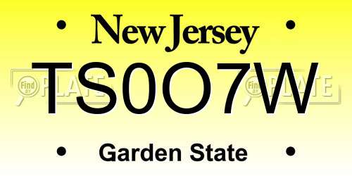 TS0O7W New Jersey License Plate