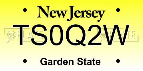 TS0Q2W New Jersey License Plate