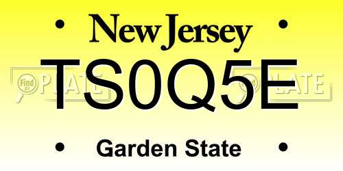 TS0Q5E New Jersey License Plate