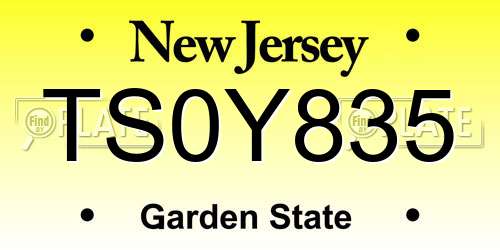 TS0Y835 New Jersey License Plate